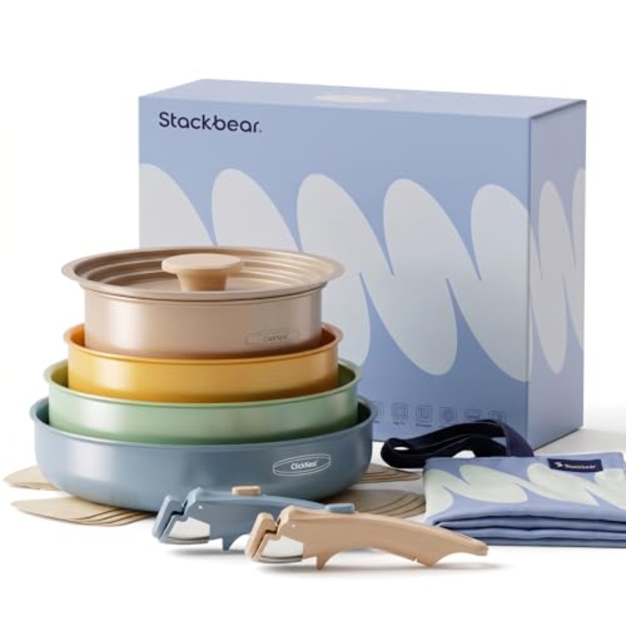 Camping Cooking Set Detachable Handle - Ceramic Cookware Set, Detachable Handle Pots