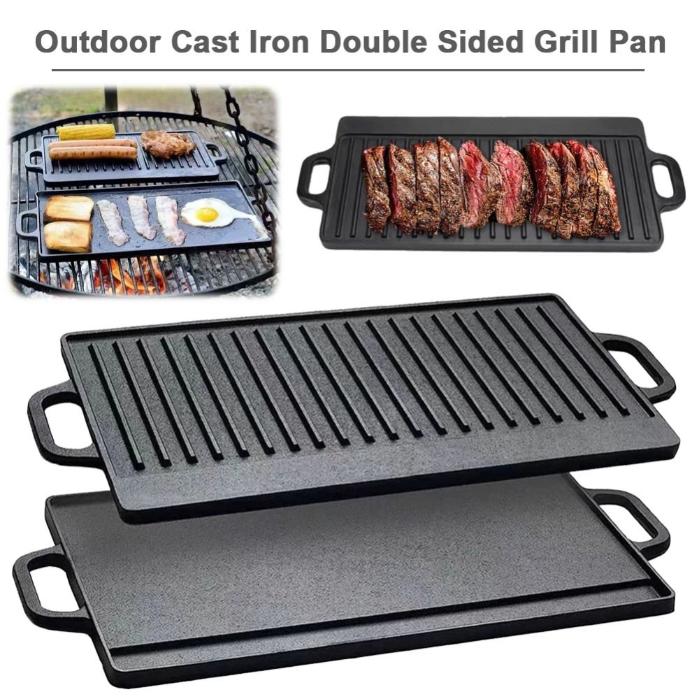 Camping Cooking Range - Double Sided Cast Iron Griddle Reversible