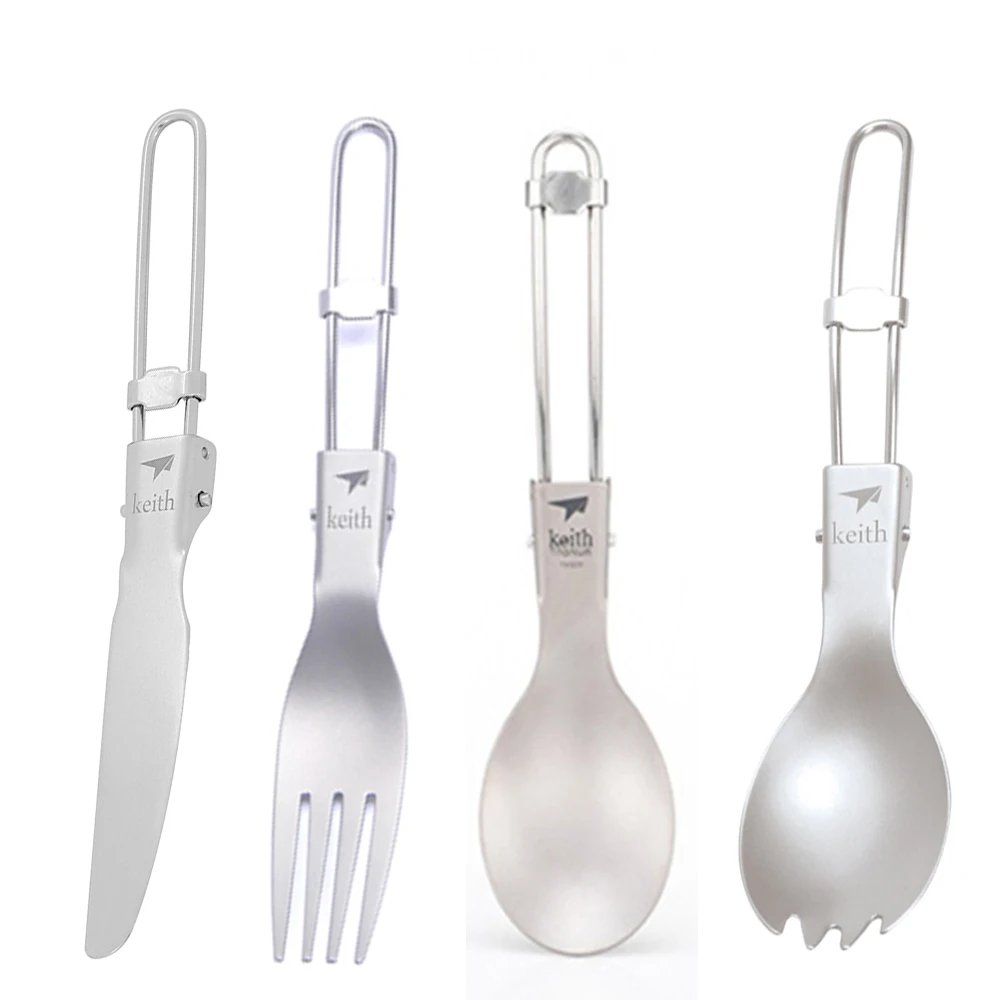 Camping Cooking Handle - Keith Outdoor Titanium Folding Spoon Spork