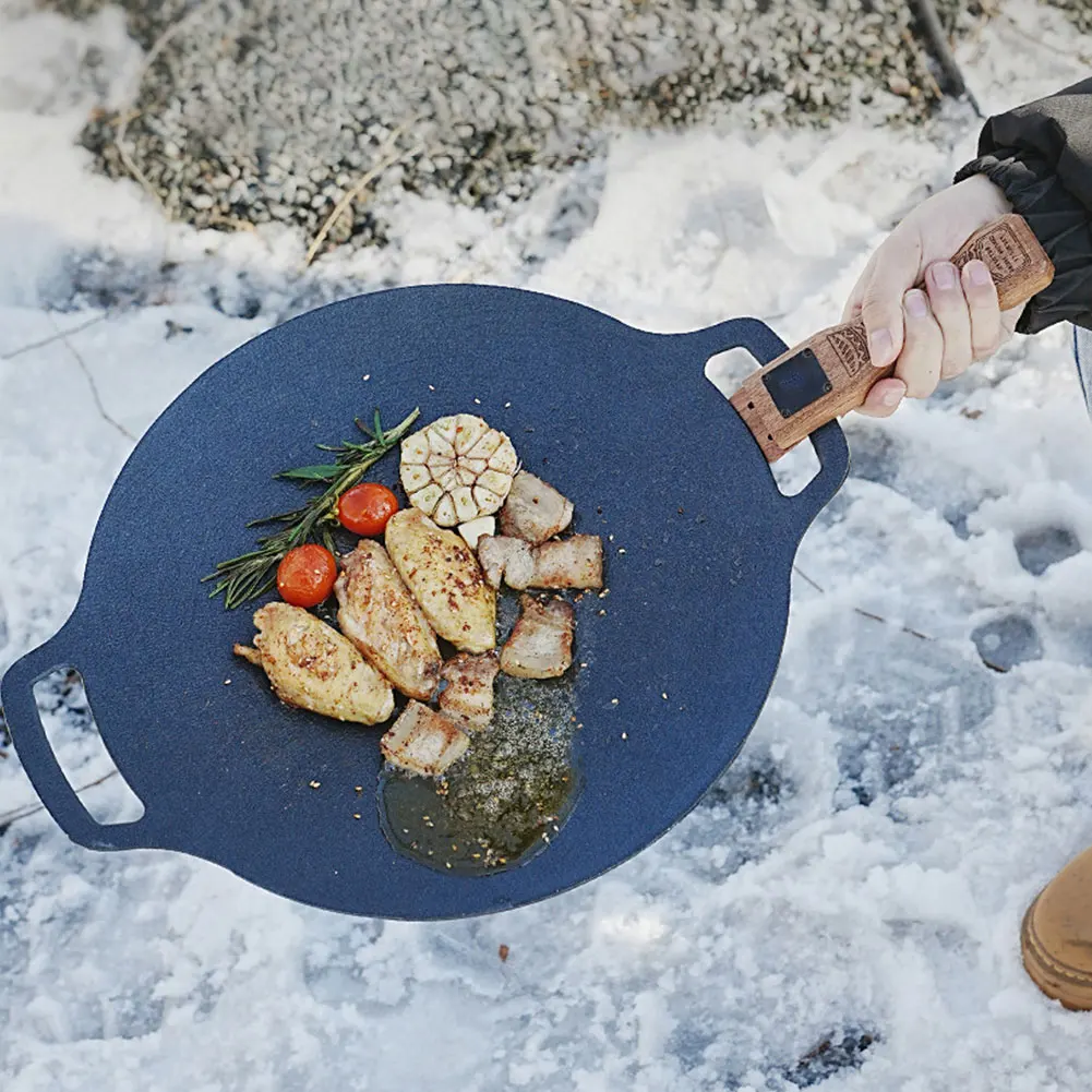 Camping Cooking Set Detachable Handle - 1pc Outdoor Natural Wood Grill Pan