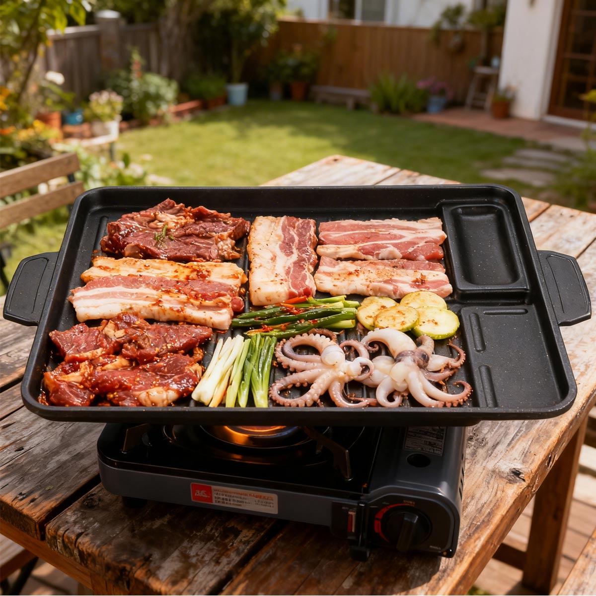 Camping Cooking Range - Korean Grill Meat Plate Aluminum Titanium