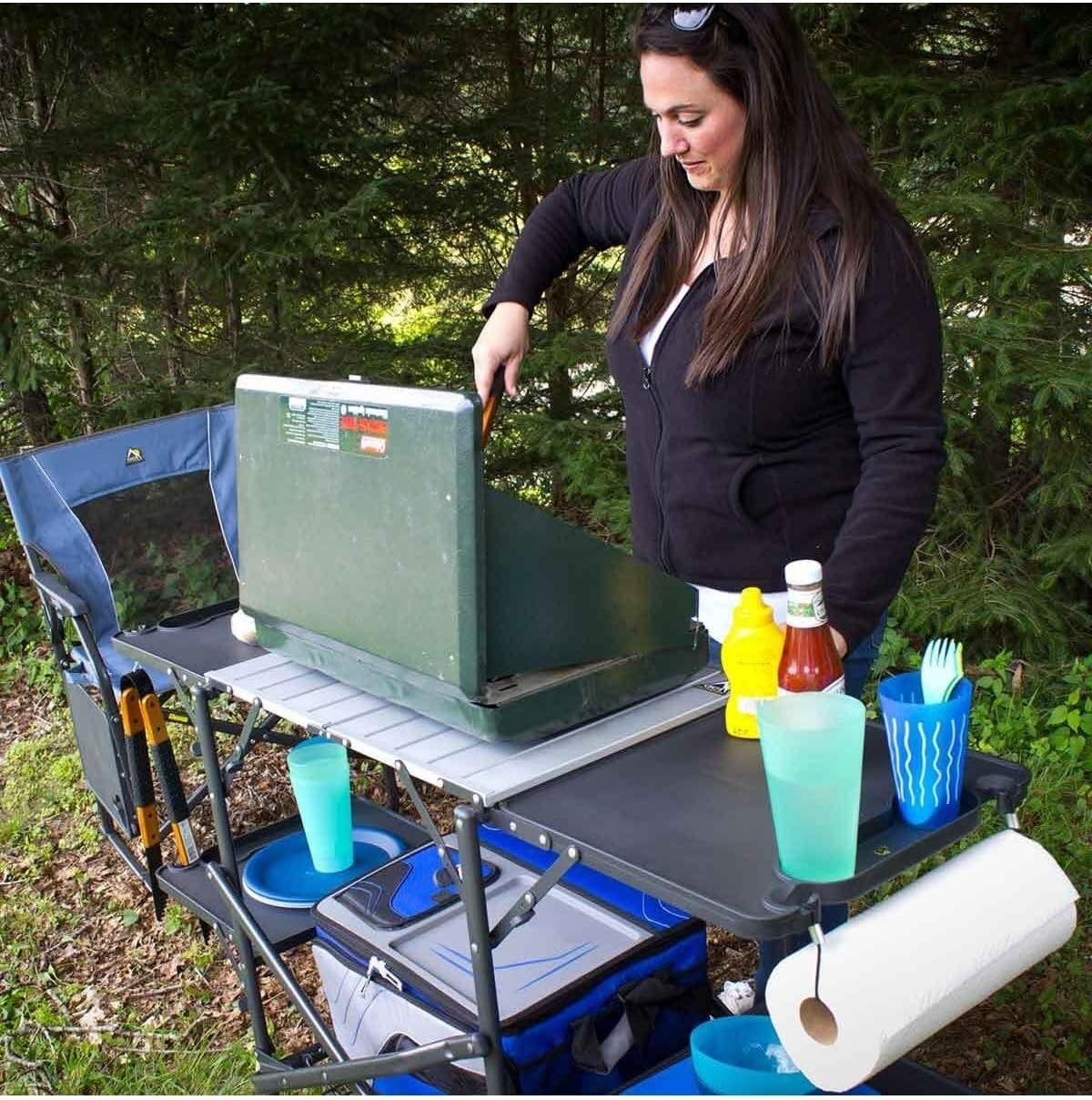 Slim Fold Portable Camping Kit - Camping Cooking Table With Storage review and price