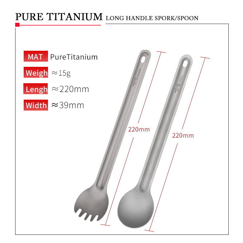 TiTo Titanium Spork Spoon Long - Camping Cooking Handle review and price