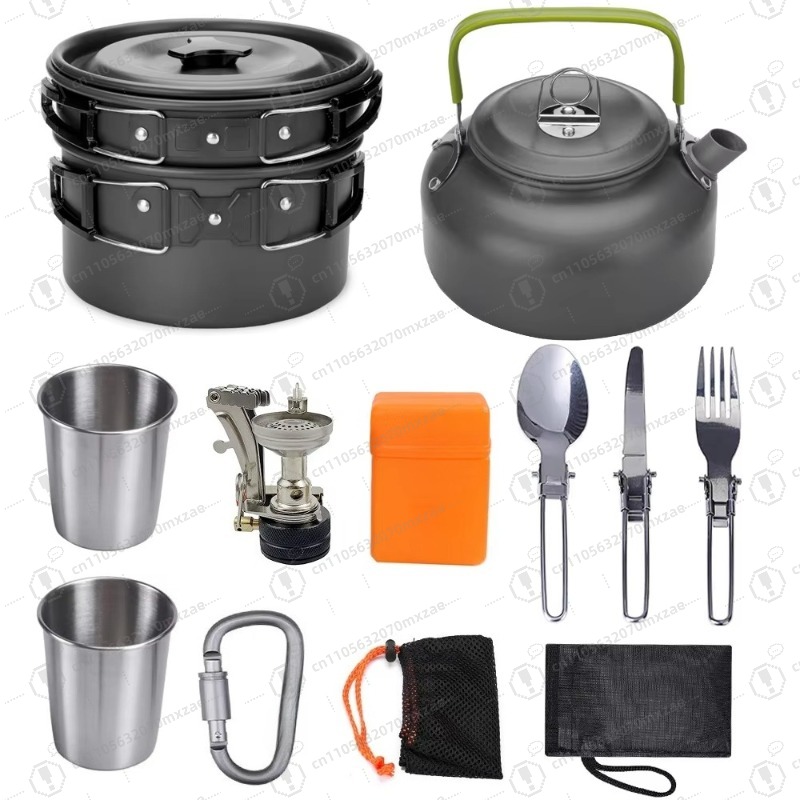 Outdoor aluminum cookware 10-p - Camping Cooking Accessories Set review and price