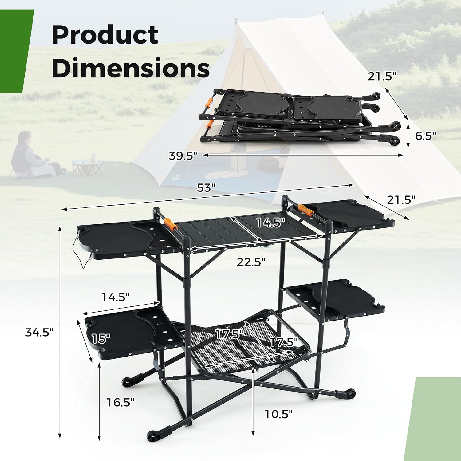 Portable Outdoor Folding Cooki - Camping Cooking Table With Storage review and price