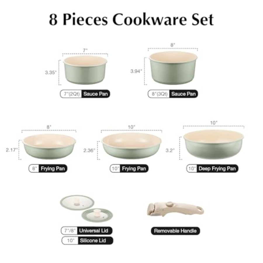 Ceramic Pots and Pans Set Non  - Camping Cooking Set Detachable Handle review and price