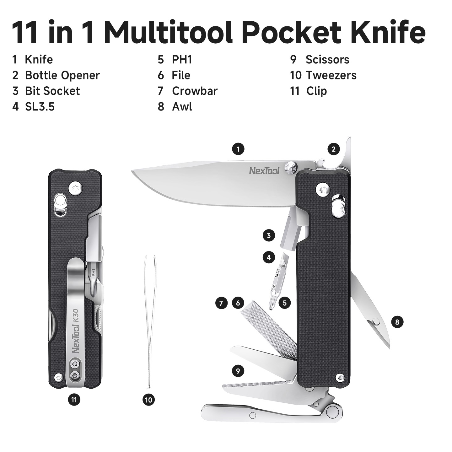 Nextool Knight K30 11-in-1 Mul - Camping Cooking Knife Set review and price