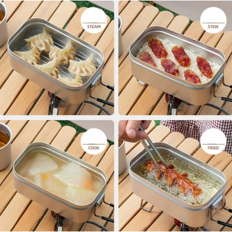 1PC Outdoor Aluminum Lunch Box - Camping Cooking Flame review and price
