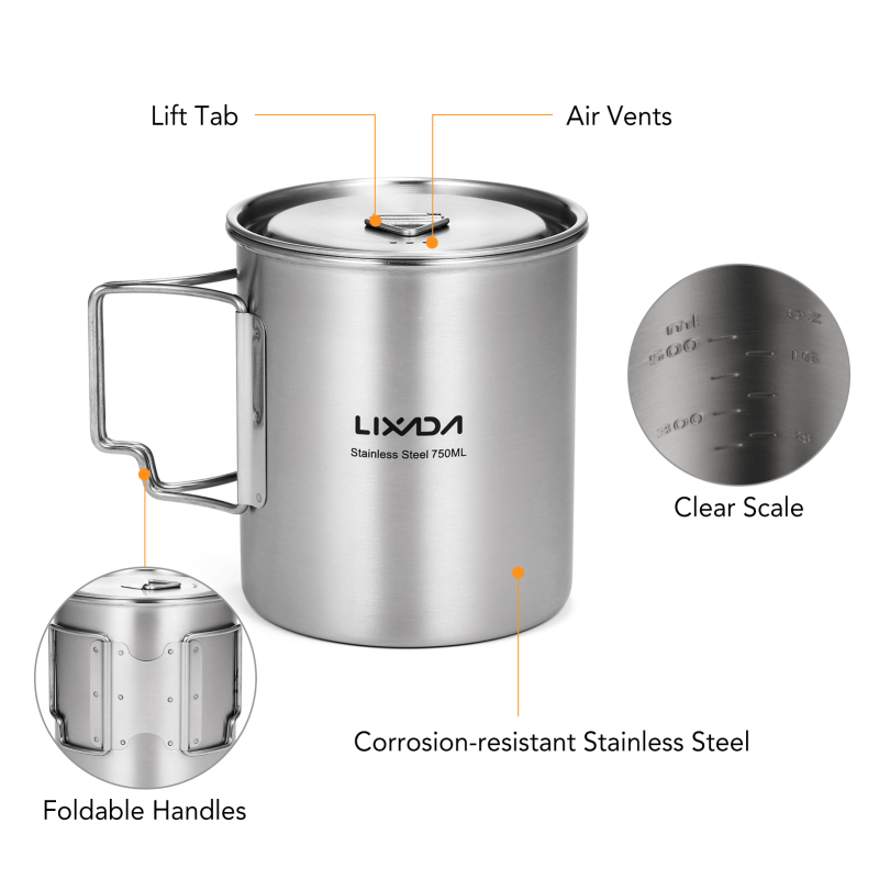 Lixada 750ml Cup Outdoor Stain - Camping Cooking Handle review and price