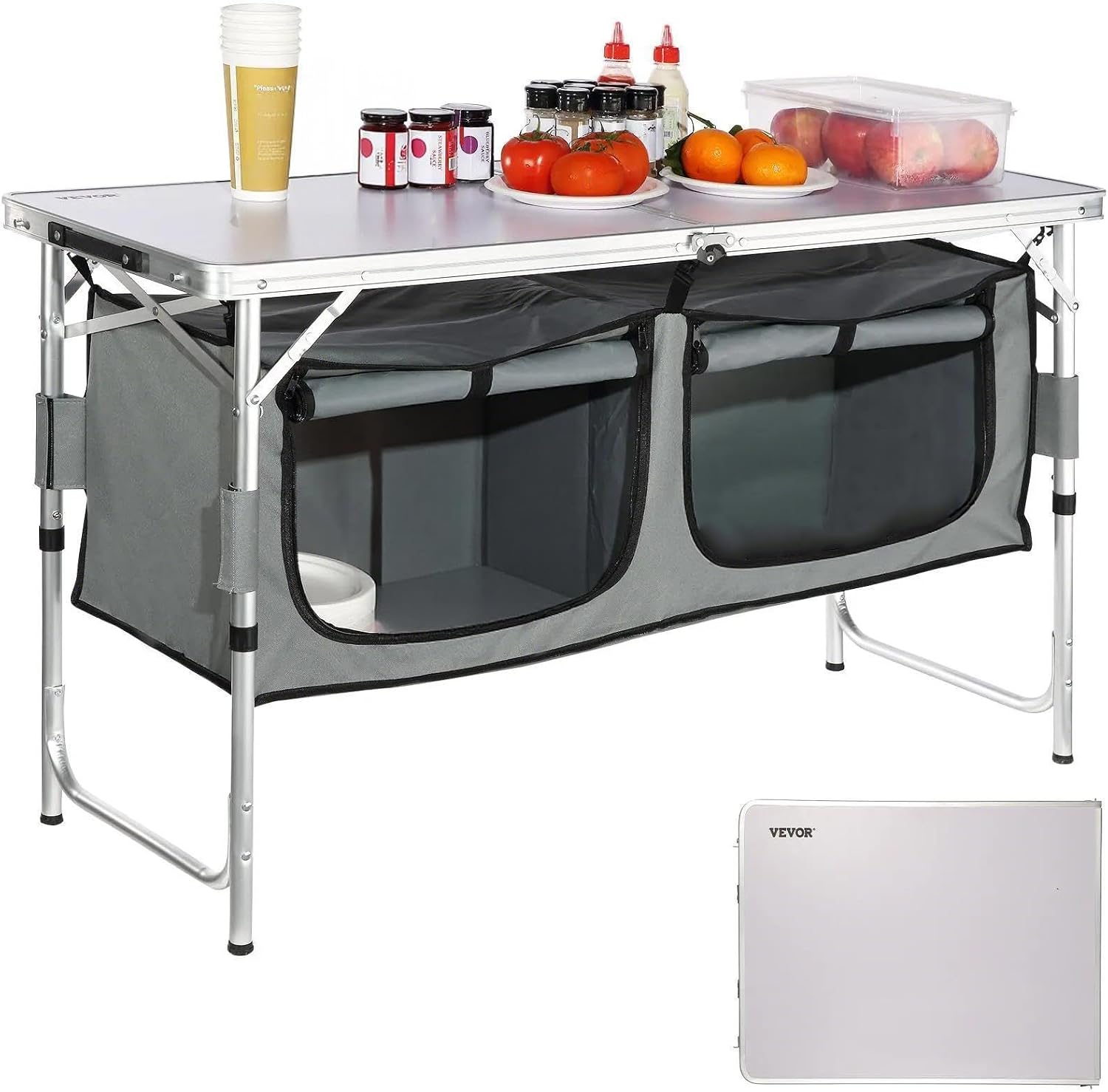 Camping Kitchen Station, 3 Adj - Camping Cooking Table With Storage review and price