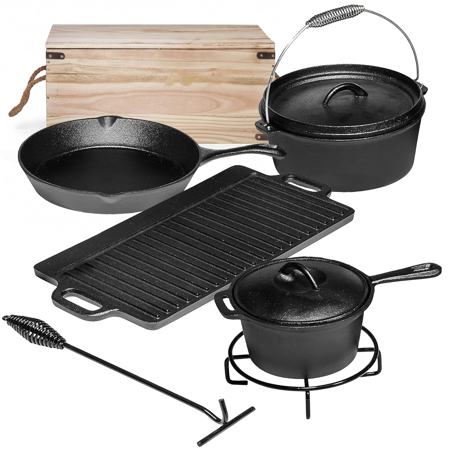 Camping Cooking Set Of 7. Pre  - Camping Cooking Cast Iron review and price