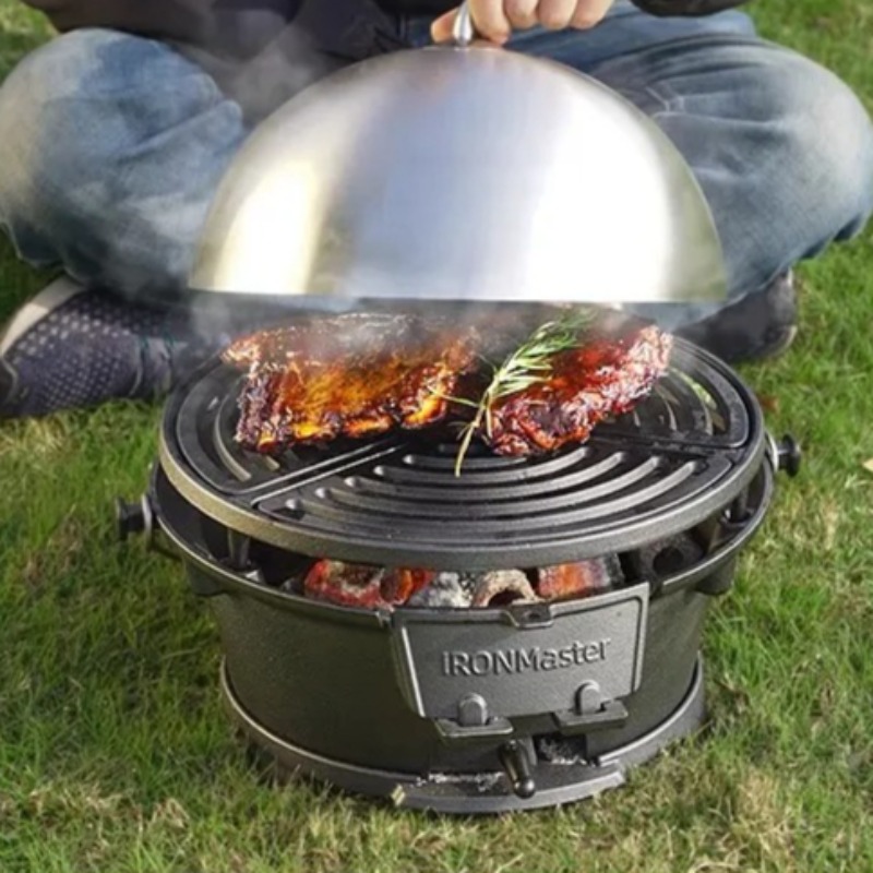 Round Charcoal Grill, Food-Saf - Camping Cooking Cast Iron review and price