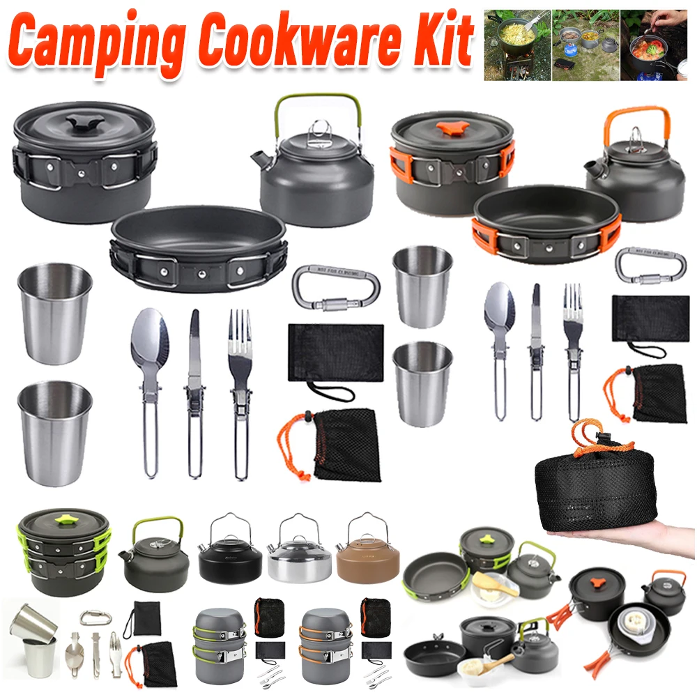 Camping Cookware Kit Kettle Po - Camping Outdoor Cooking Set review and price