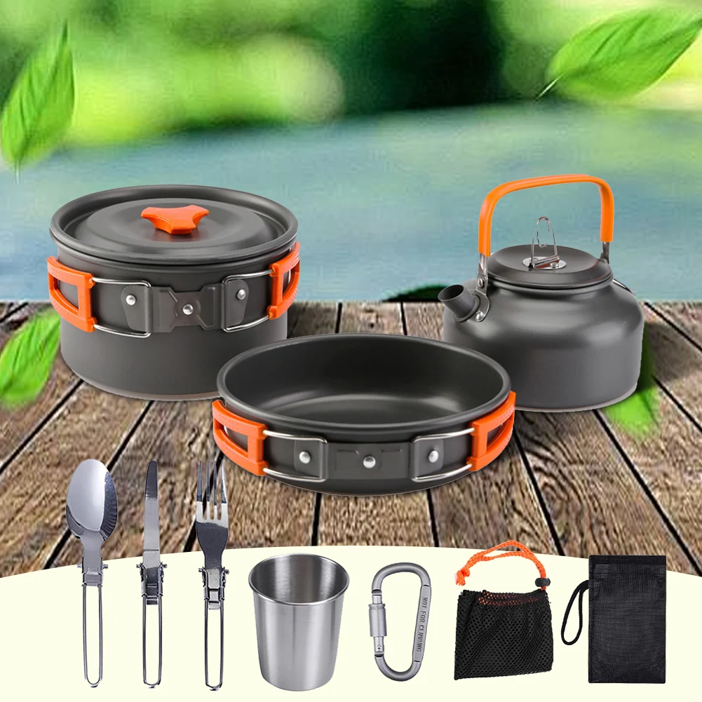 Camping Cookware Kit Kettle Po - Camping Outdoor Cooking Set review and price