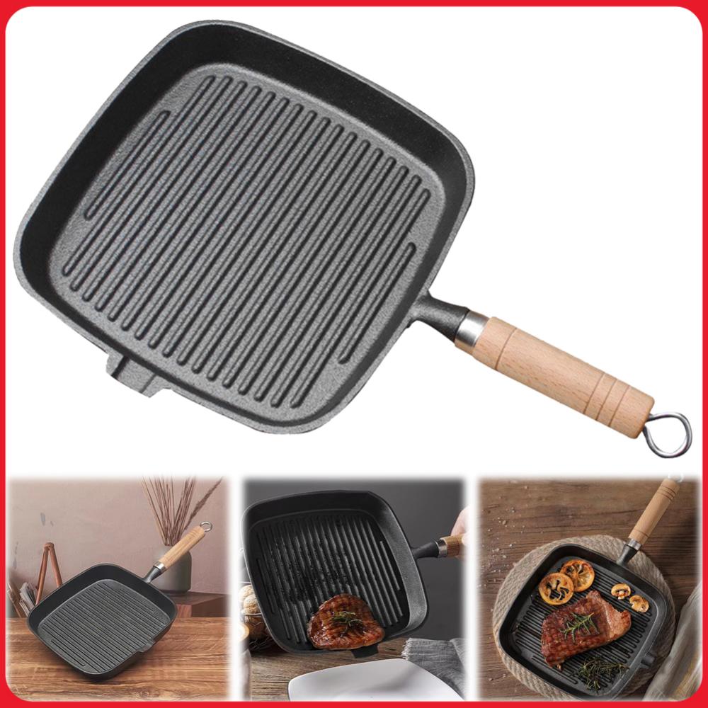 Iron Skillet Steak Pan with Wo - Camping Cooking Cast Iron review and price