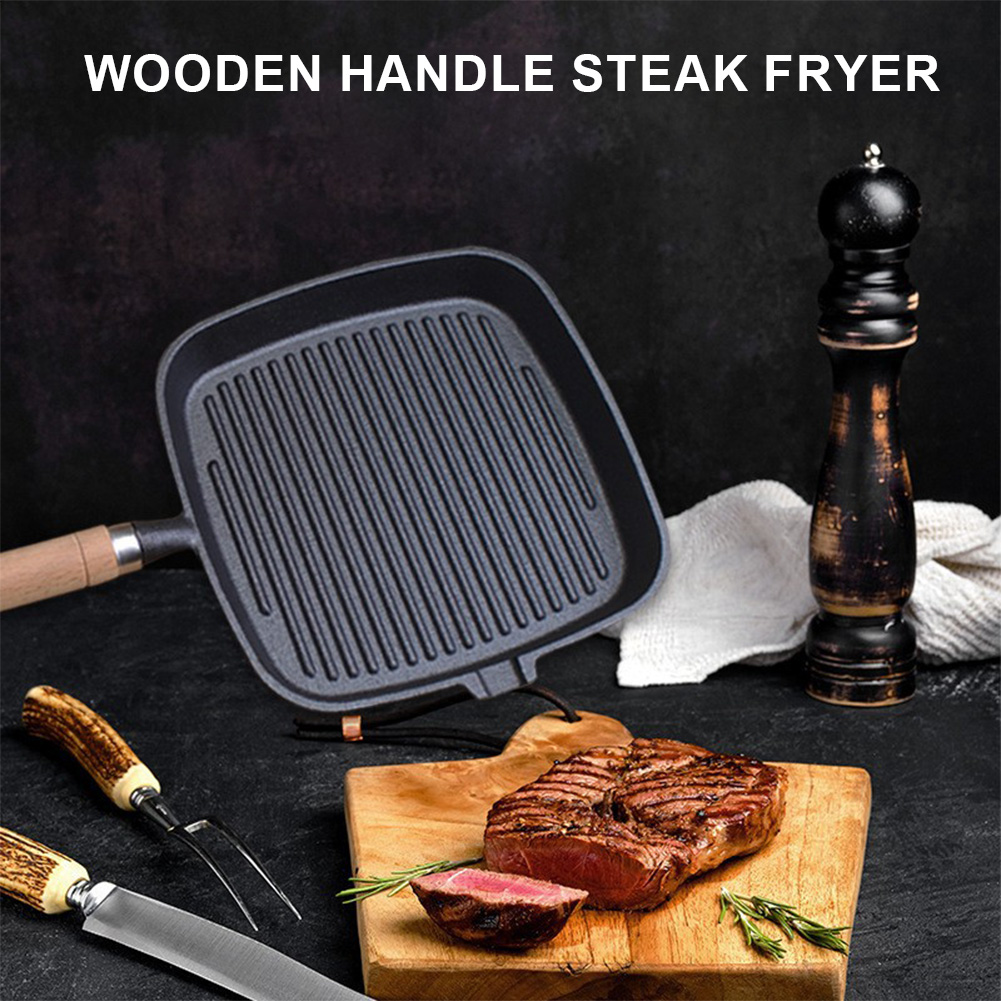 Iron Skillet Steak Pan with Wo - Camping Cooking Cast Iron review and price