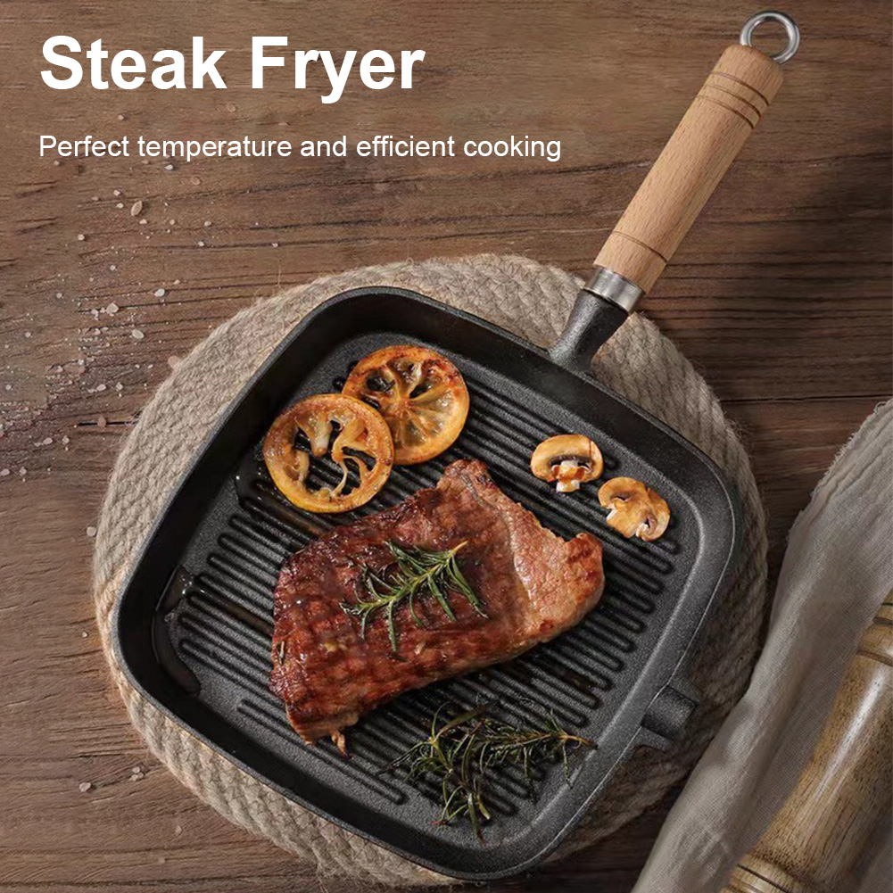 Iron Skillet Steak Pan with Wo - Camping Cooking Cast Iron review and price